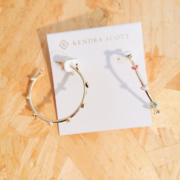 NEW Kendra Scott Haven Heart Multi Color Hoop Earrings Gold - Picture 1 of 3